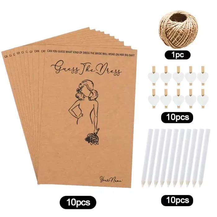 10/20 ensembles de cartes de jeu pour habillage de mariage, avec stylos, corde à Clip, jeu de fête p