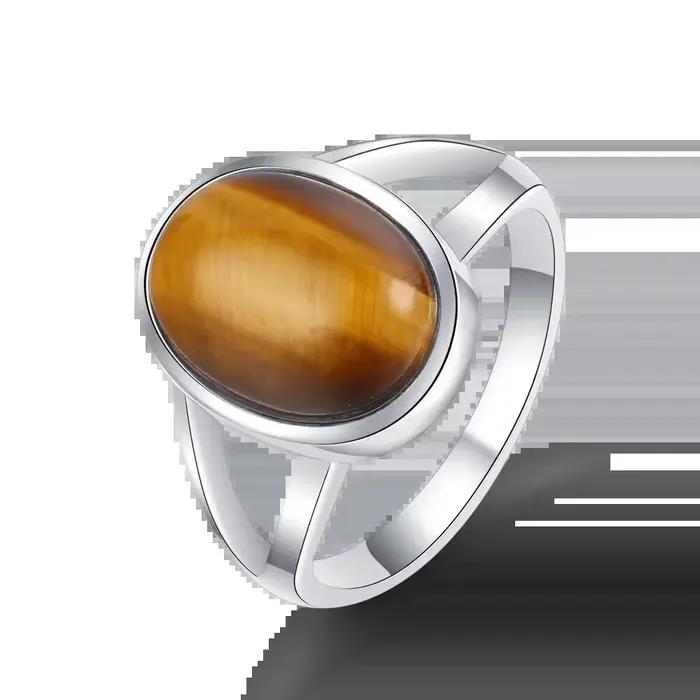 Bague simple et naturelle en œil de tigre 10*14mm, plaquée argent, bijoux pour femmes et hommes, gra