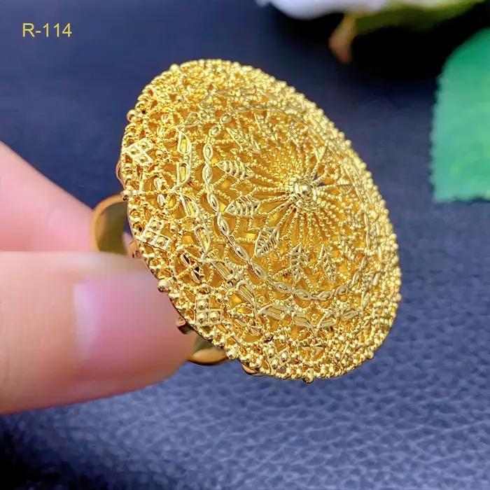 XUHUANG bijoux africains couleur or 24K grandes bagues pour femmes dubaï ethiopie luxe grand anneau 