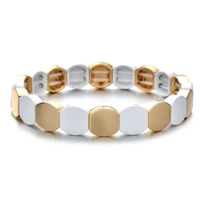 Bracelet à carreaux bohème en émail Bileklik pour hommes et femmes, bijoux à commande empilable, per