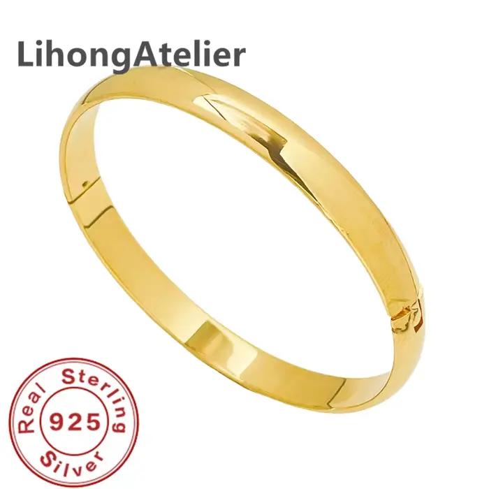 Bracelet en argent Sterling 925 pour femmes, Simple, lisse, à la mode, bijoux pour femmes, cadeau de
