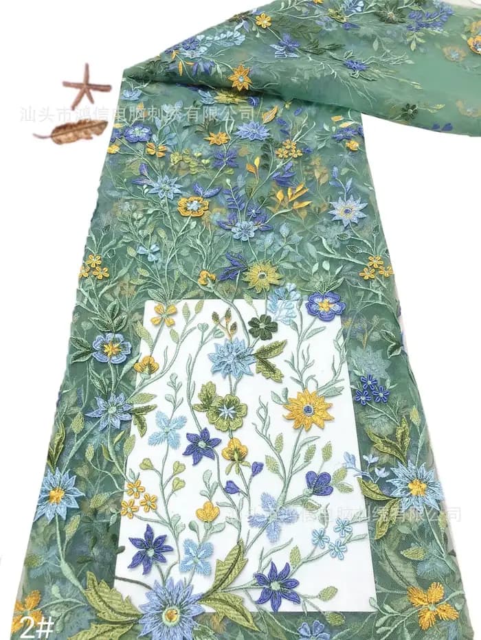 Tissu en dentelle pour robe de dame, maille en Tulle brodée, tissu de styliste coloré au mètre