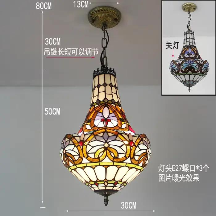Lampe suspendue de Style Tiffany, vitrail Vintage méditerranéen, lampe de luxe, salon romantique, dé