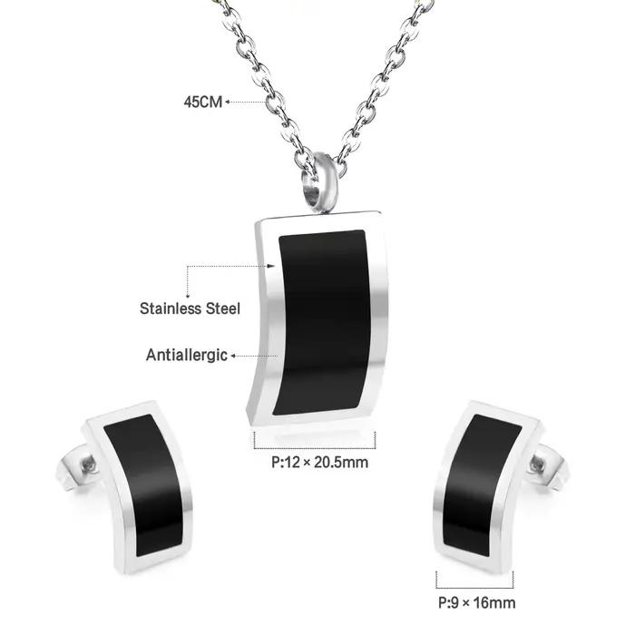 Parures de bijoux tendance en acier inoxydable pour femme, collier et boucles d'oreilles géométrique