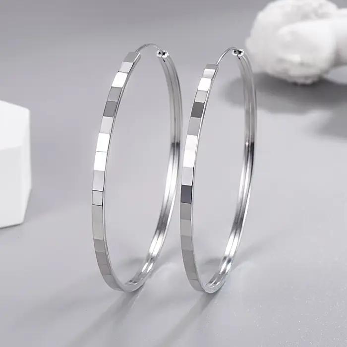 Boucles d'oreilles carrées en argent Sterling 925 pour femmes, grandes boucles d'oreilles de 3/4/5/6