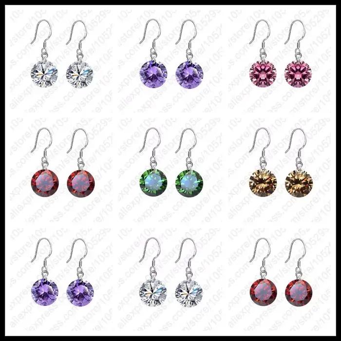 Boucles d'oreilles rondes multicolores en cristal bonbon, 10mm de diamètre, crochet en argent Sterli