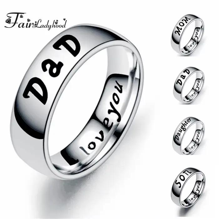FairLadyHood-Bagues en acier inoxydable pour hommes et femmes, bijoux classiques, "Love You MOM Dest