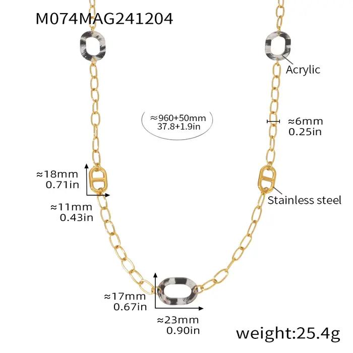 Collier Chic pour femmes, imprimé léopard, pendentif en acier inoxydable acrylique, longue chaîne, p