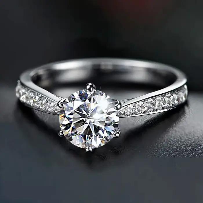 Bague en cristal de mode en argent 925 pour femme, magnifique bague en moissanite, bijoux nobles pou