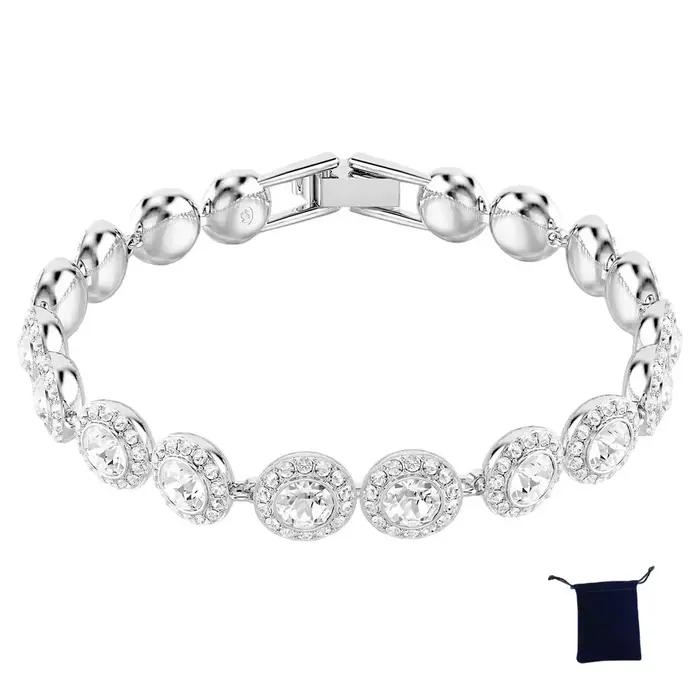 Ensemble de bijoux 2025 - Happiness Diamond - Boucles d'oreilles rondes en cristal, bracelet, collie