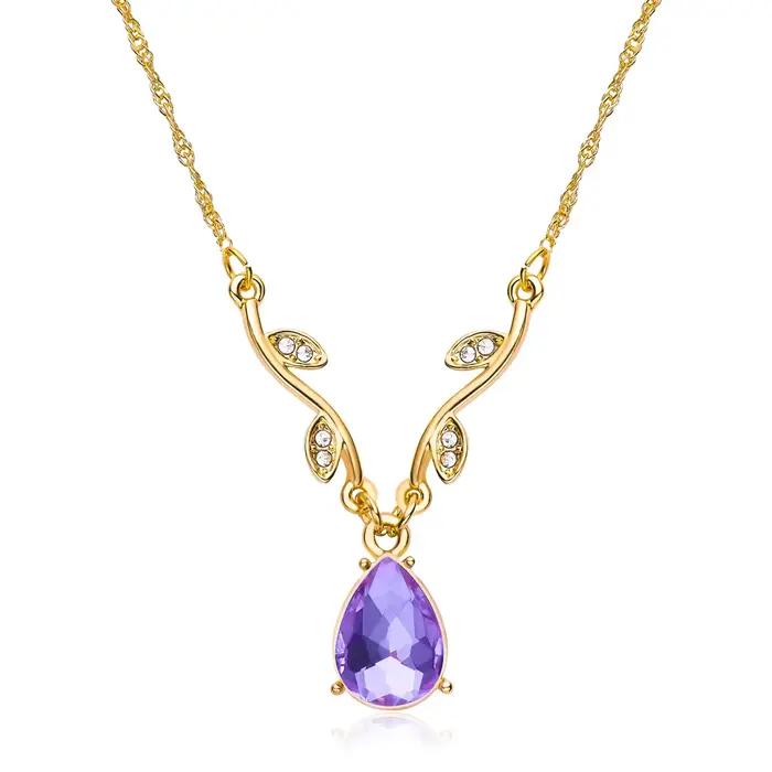 Pendentif princesse d'île Ro, collier Rose en cristal de Zircon naturel, bijoux romantiques luxueux 