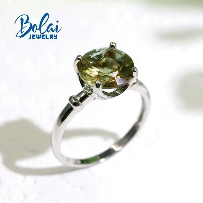 Bague en argent sterling 925 avec Diaspore Zultanite colorée, pierre précieuse synthétique ronde de 