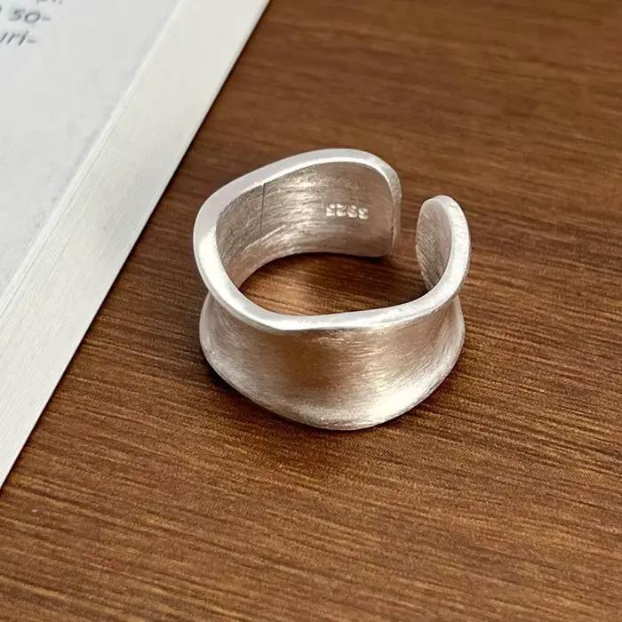 Bagues en argent Sterling 925 pour femmes et hommes, large bague faite à la main, bijoux de fête min