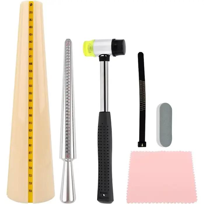 Kit d'outils de mesure de bagues avec marteau en caoutchouc pour ajuster les bagues et les bracelets