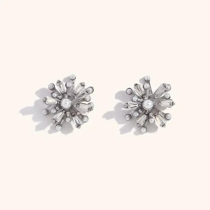 La.Muses – boucles d'oreilles hip-hop en perles et zircone cubique, en acier inoxydable, pour femmes