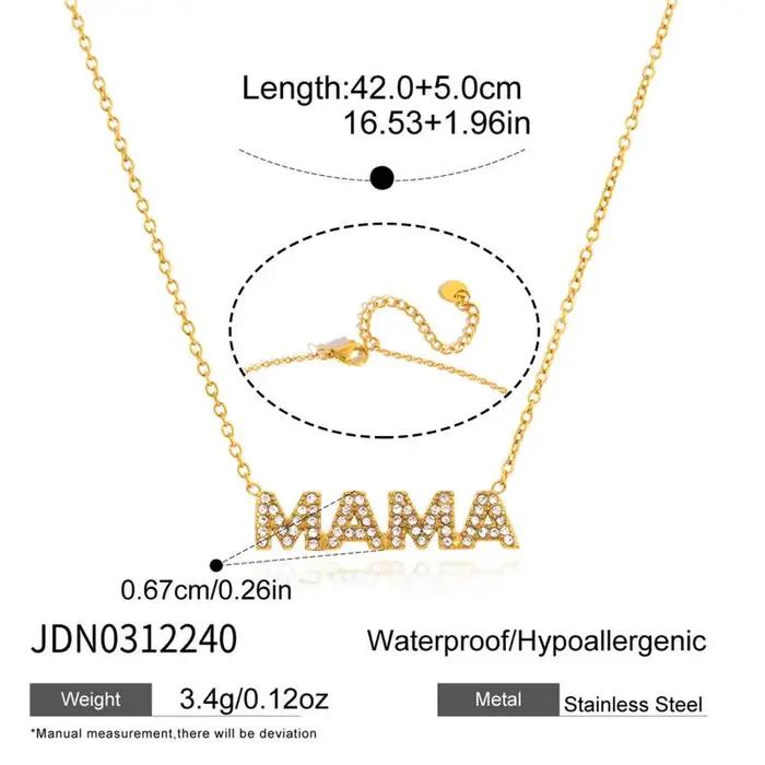Bracelet MAMA plaqué or pour femmes, charme en zircon, bijoux minimalistes tendance pour la fête des