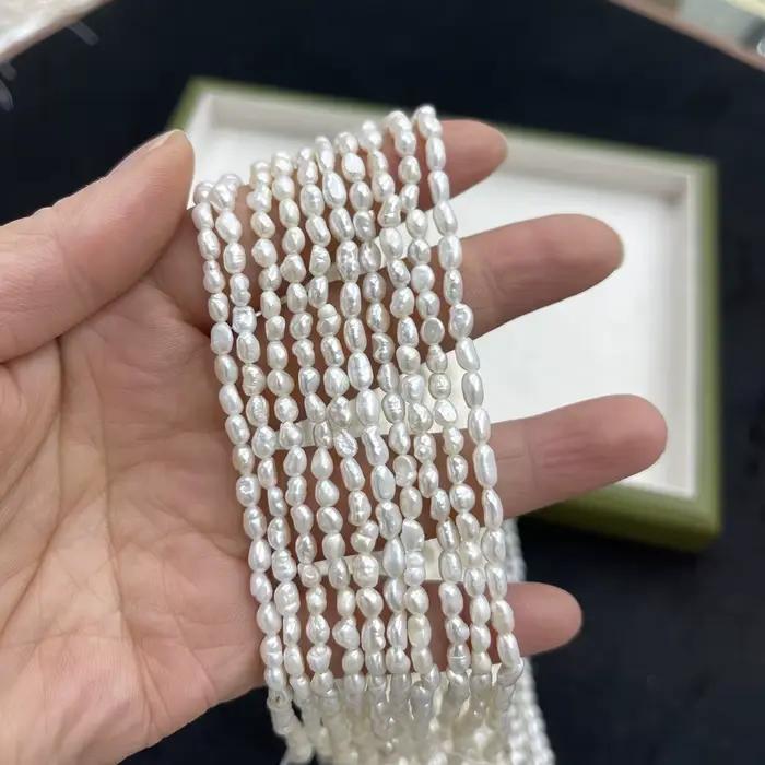 Perles Nugget naturelles d'eau douce, blanches, à trou droit, pour la fabrication de bijoux, collier