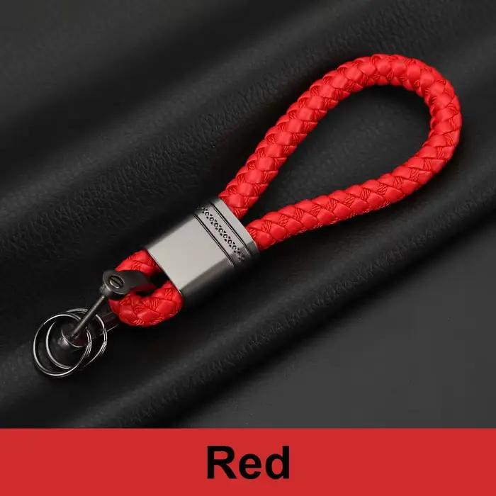 Porte-clés en corde de cuir avec boucle en fer à cheval tissé à la main, porte-clés de voiture, acce