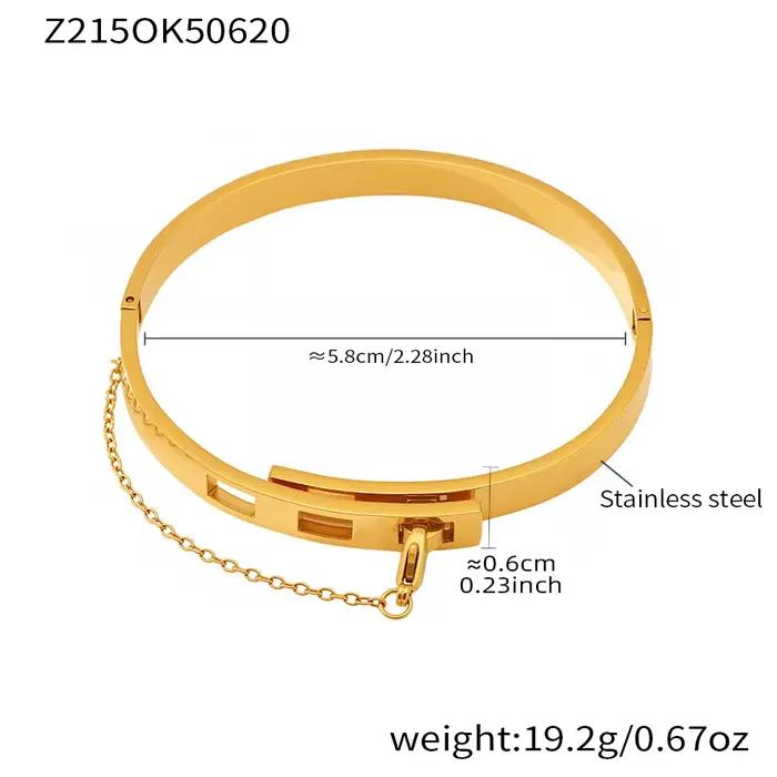 Bracelet chaîne en argent couleur or pour femmes, plaqué or 18 carats, rond en acier inoxydable 316,