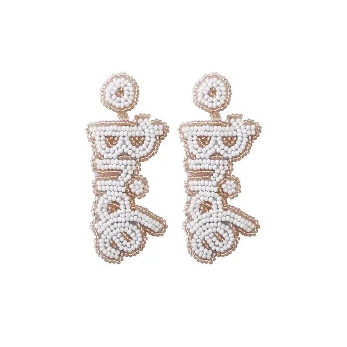 Mariée à être Boucle D'oreille Bachelorette poule Parti voyage Douche Nuptiale boho plage rustique m