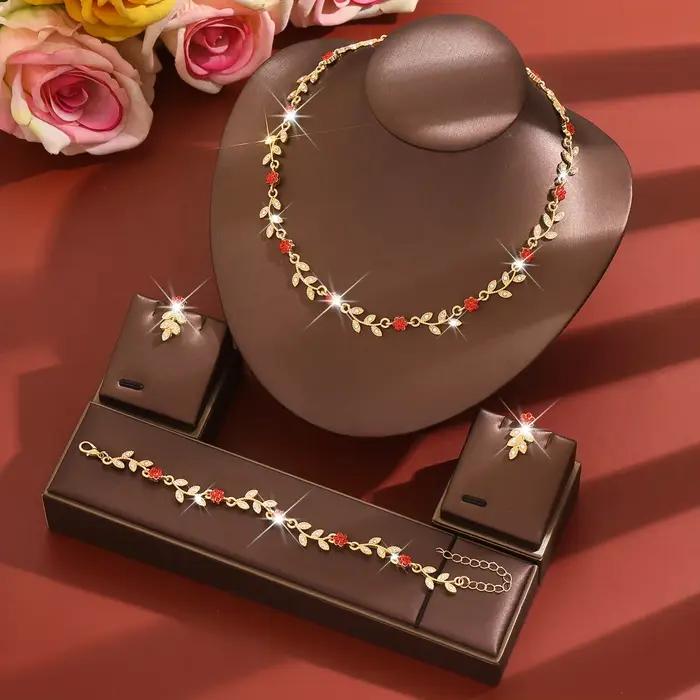 Ensemble de bijoux pour robe de mariée - collier, boucles d'oreilles et bracelet en cristal - ensemb