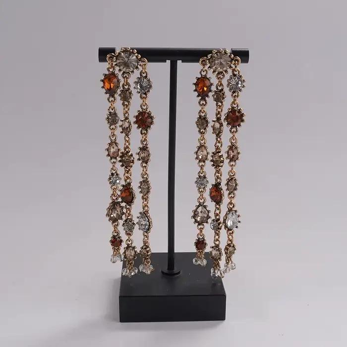 Ensemble de bijoux Vintage à franges multi-pierres (collier + boucles d'oreilles), accessoire de déc