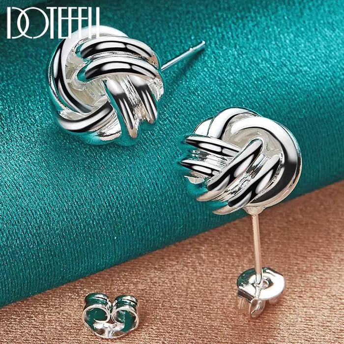 DOTEFFIL 925 en argent Sterling noeud torsion boucles d'oreilles pour femme mariage fiançailles mode
