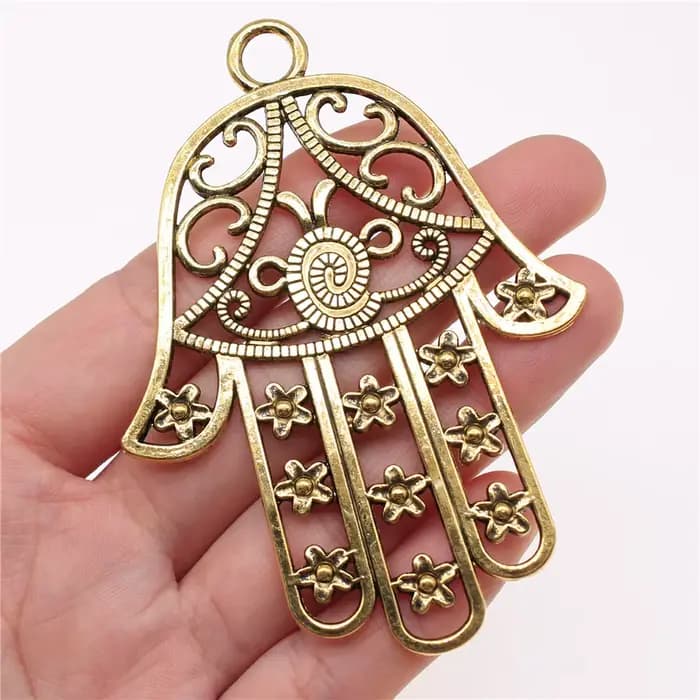 WYSIWYG 1 pièces 85x62mm Hamsa breloque à la main avec des fleurs grandes fleurs breloques à la main