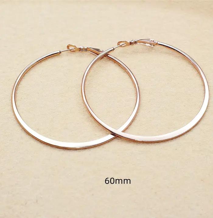 Boucles d'oreilles en acier inoxydable, 1 paire, pour femmes, 60 mm, couleur rose, boucles d'oreille