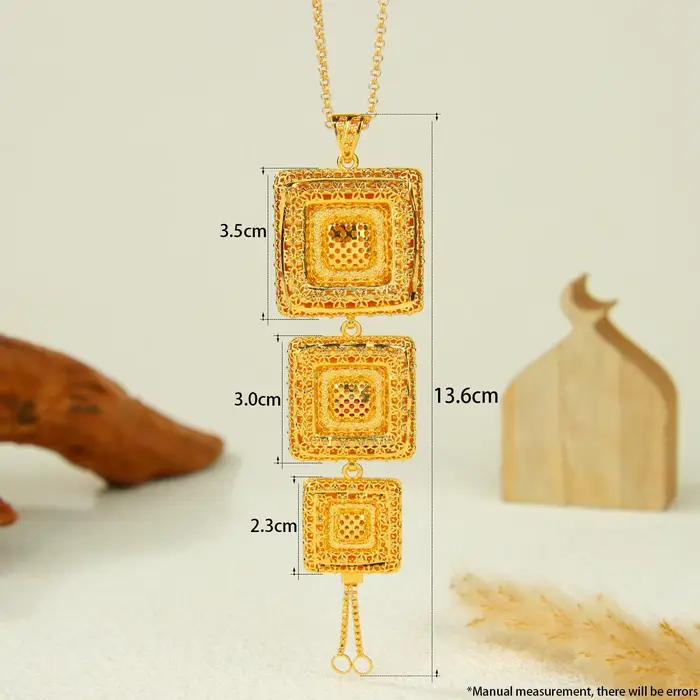 Collier pendentif massif Oman Fashion plaqué or 21 carats, grands pendentifs pour mariages nigérians