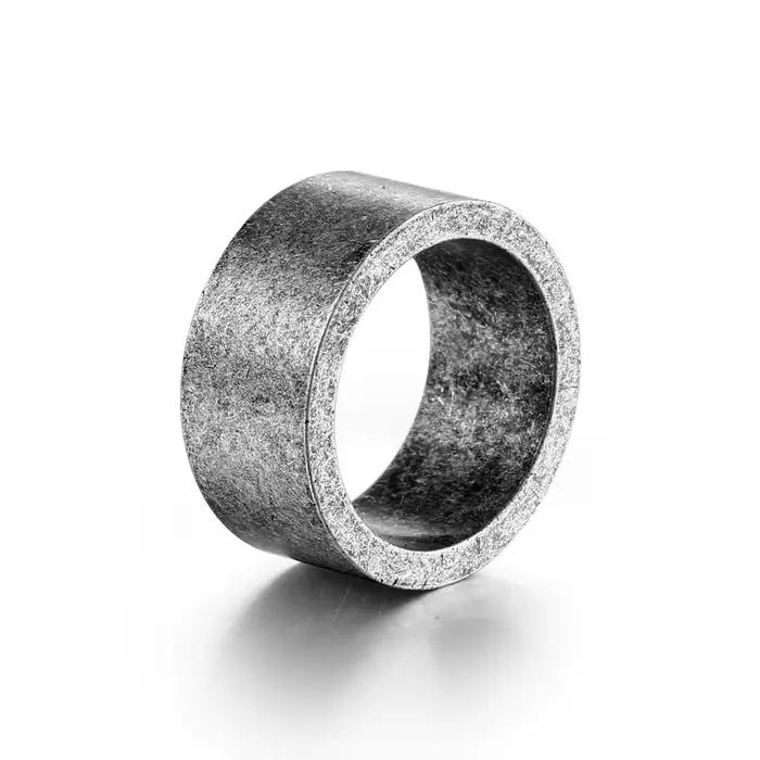 Bague en acier inoxydable couleur argent antique pour homme, bijoux vintage, nom gravé, logo, mariag