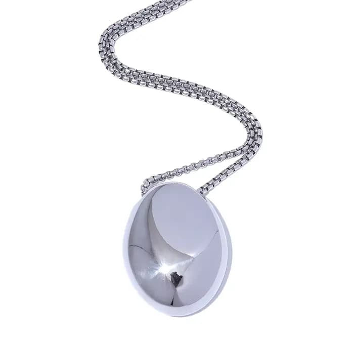 Yhpup 70 cm minimaliste longue unisexe pull chaîne bijoux en acier inoxydable 316l ovale pendentif c