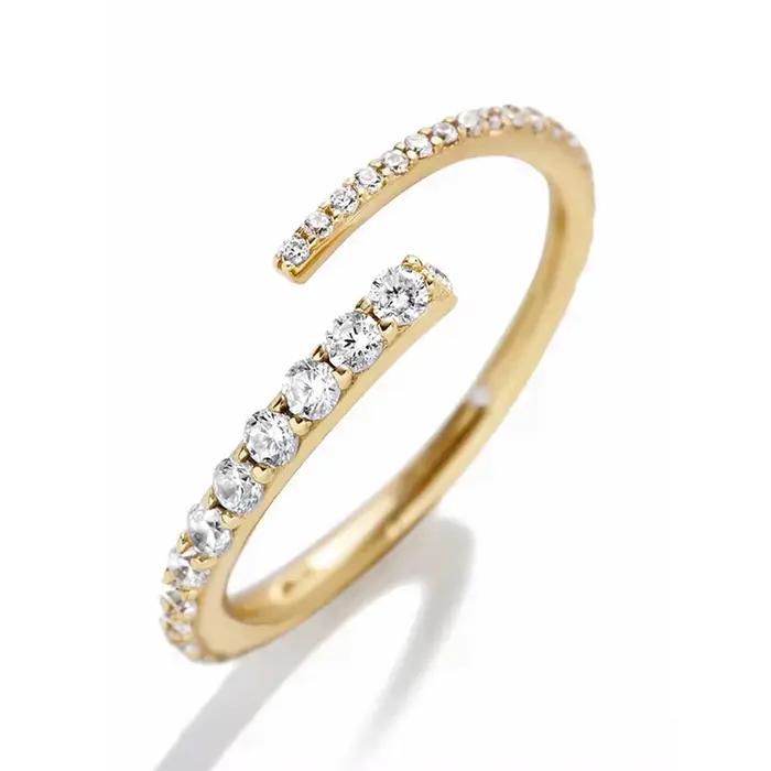 ROXI INS géométrie blanc Zircon anneau ouvert pour les femmes 925 en argent Sterling anneaux réglabl