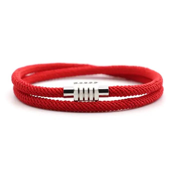 Nouveau Bracelet porte-bonheur fil rouge Homme femme ne se décolore pas en acier inoxydable Braslet 