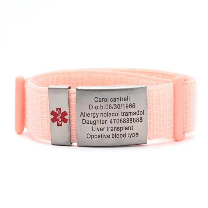 Bracelets d'alerte médicale SOS personnalisés de 22mm pour hommes et femmes, bracelet d'urgence en N