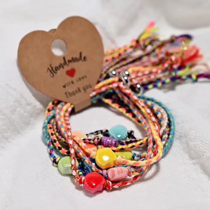 10 pièces Bracelet en coquillage en céramique pour femmes amitié bohème empilable corde colorée poig