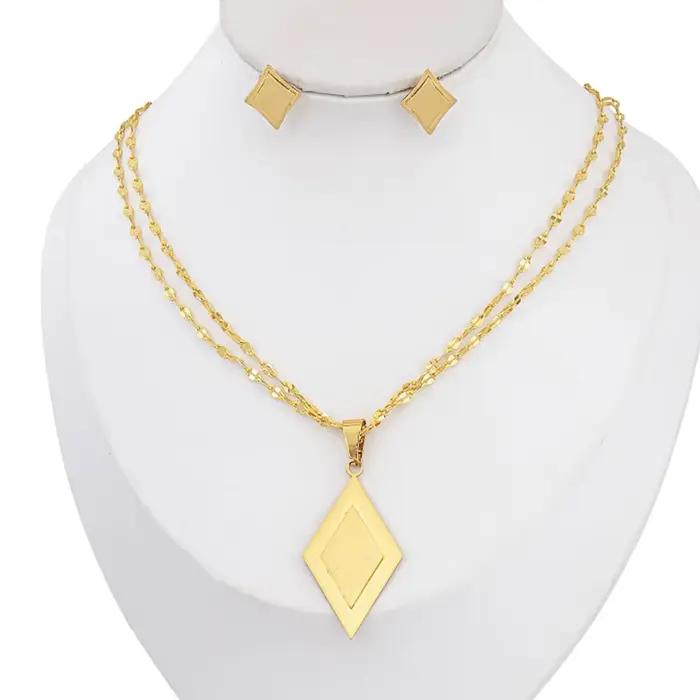 Ensemble de bijoux en forme de losange, collier pendentif, boucles d'oreilles clous, accessoires de 