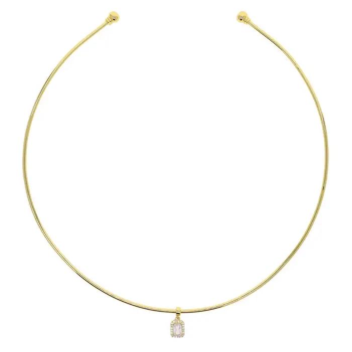 Collier pendentif géométrique couleur or avec zircon cubique 5A pour femme, nouvelle mode 2026, bijo
