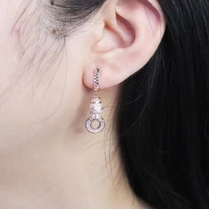 Boucles d'oreilles léopard absorbe ouissantes en or violet pour femmes, plaqué or rose 14 carats, boucles d'oreilles pendantes inhabituelles, bijoux de banquet, fête, mode, 585