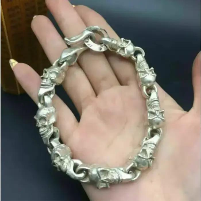 Mode tibétain argent Transport bénédiction de dieu crâne Bracelet Fortune éloigner les mauvais esprits hommes femmes cadeau personnalisé