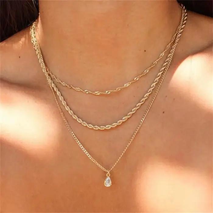 Colliers avec pendentif étoiles en cristal pour femmes, plaqué or, multiniveau, style Boho, Vintage, bijoux, cadeau de mariage, nouvelle collection 2020
