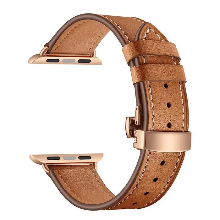 Bracelet de montre en cuir pour Apple Watch 49mm 46mm 45mm 44mm 42mm 41mm 40mm 38mm 45mm pour iWatch Series 11 10 9 8 7 6 5 4 Ultra3