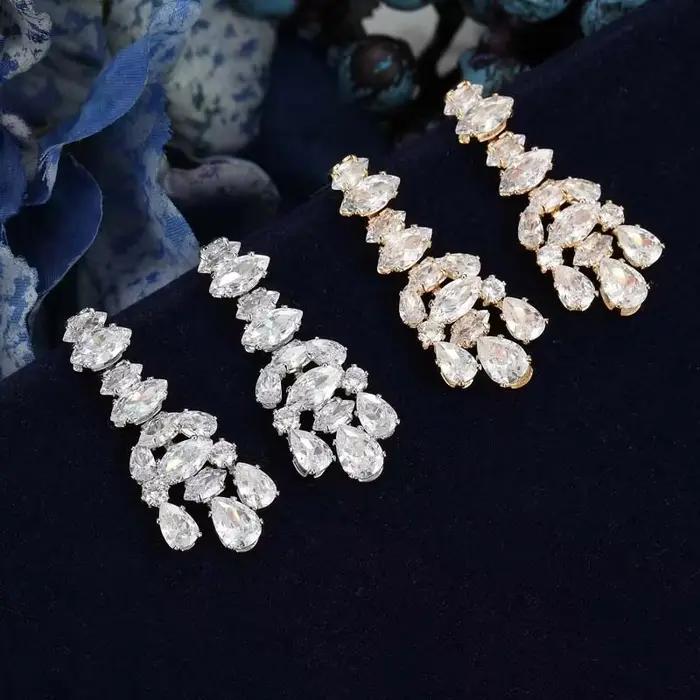 Parures de bijoux HADIYANA, bijoux de mariage pour femmes, couleur or, collier, boucles d'oreilles, bague, bracelet BN9059, cadeau de Noël