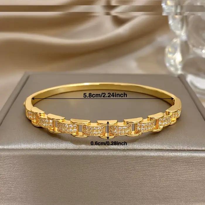 Greatera – Bracelet en cuivre épissé, chaîne ajourée, combinaison de bagues, Zircon cubique rempli, bijoux populaires et polyvalents pour femmes