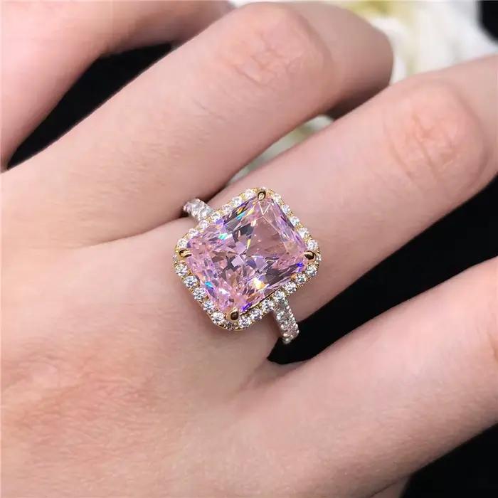 Bague en or blanc massif 14 carats pour femme, diamant Pinky léger 5CT, fiançailles originales, beaux bijoux de fête, brillant pour toujours