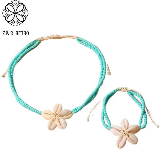 Ensemble de bijoux bohème en perles colorées, collier et bracelet, accessoire de mode essentiel pour les vacances d'été, 2025