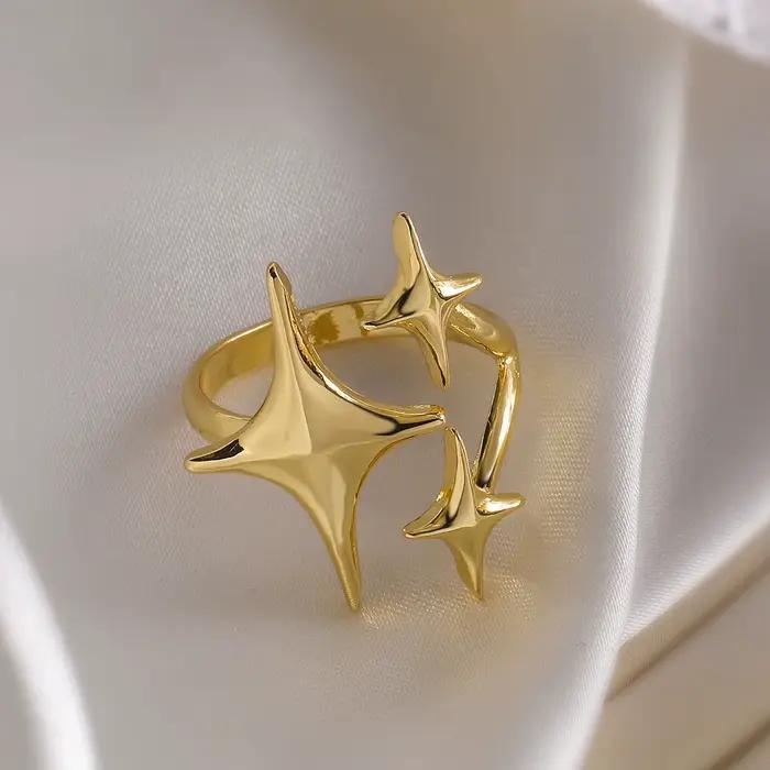 Nouvelle bague européenne et américaine en acier inoxydable, Niche Design pour adolescents, avec étoile comme un tempérament minimaliste et Cool personnalisé