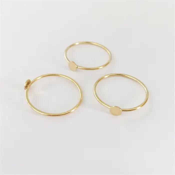 Anneaux de disque remplis d'or 14 carats pour femmes, bijoux d'Li-, Boho
