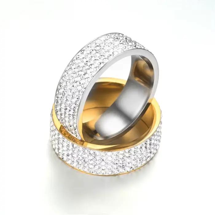Bague en acier de Style rétro Vintage pour femmes, 5 rangées de bijoux en cristal clair, bagues de fiançailles et de mariage en acier inoxydable, offre spéciale