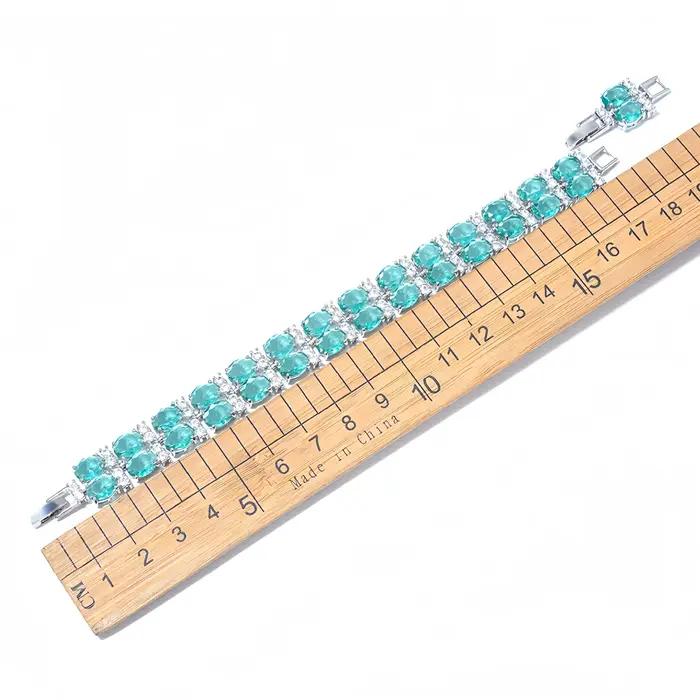 Bracelet Exquis à Double Rangée de Zircons Multicolores Extensible Bijou de Main Transparent Tendance pour Femme Occasions Spéciales